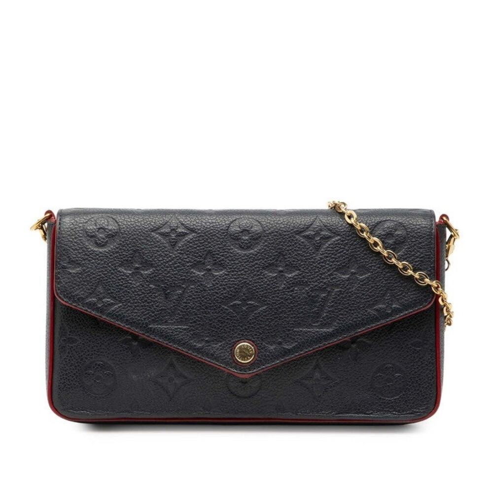 Louis Vuitton Monogram Empreinte Pochette Felicie Leather Shoulder Bag Navy